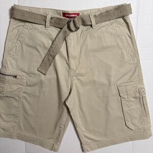 UNIONBAY Men's Cordova Messenger Cargo Shorts Tan Khaki Belted